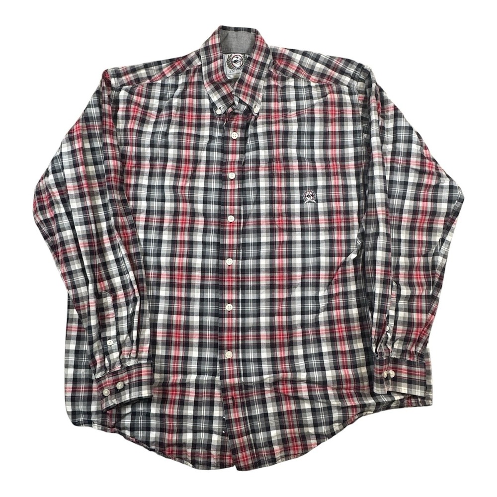Cinch Men's M Red Plaid Long Sleeve Button Front Shirt‎